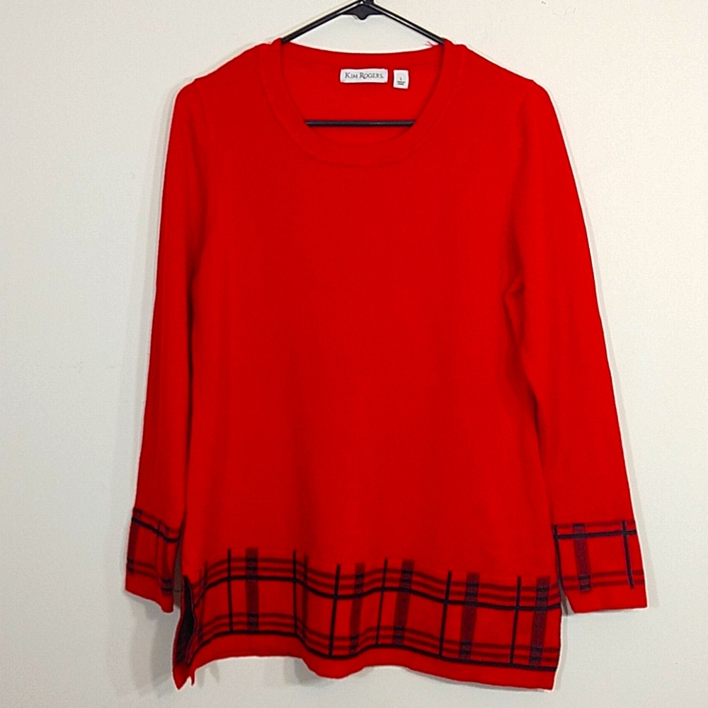 NWOT✨Kim Rogers Long-Sleeve Red Sweater Top sz L
